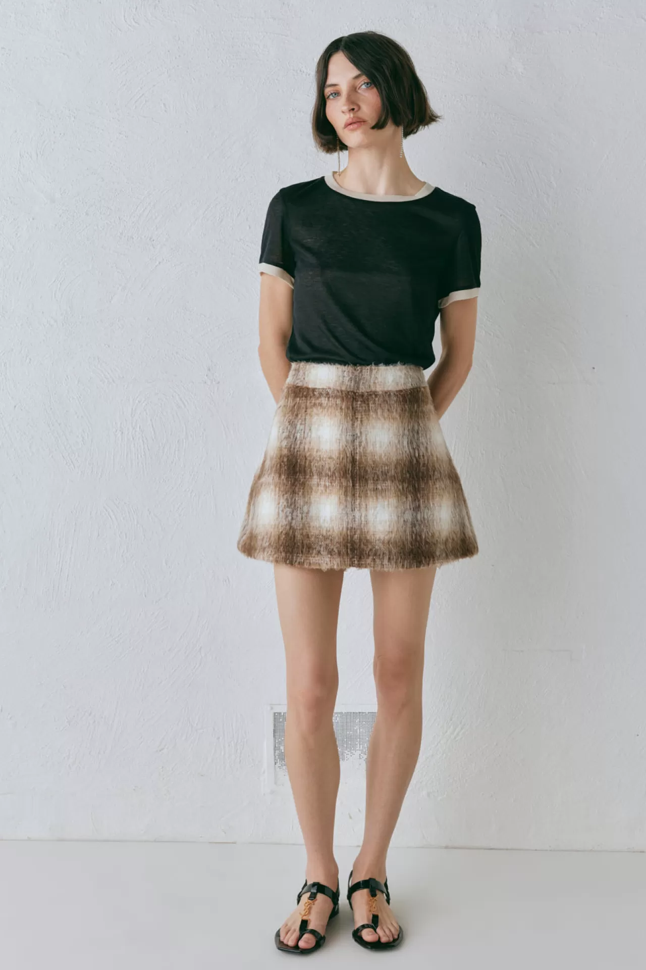 Cheap VRG GRL Alexa Mini Skirt Plaid