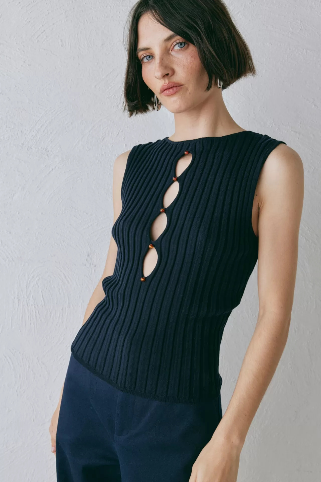 Hot VRG GRL Billie Knit Top Navy