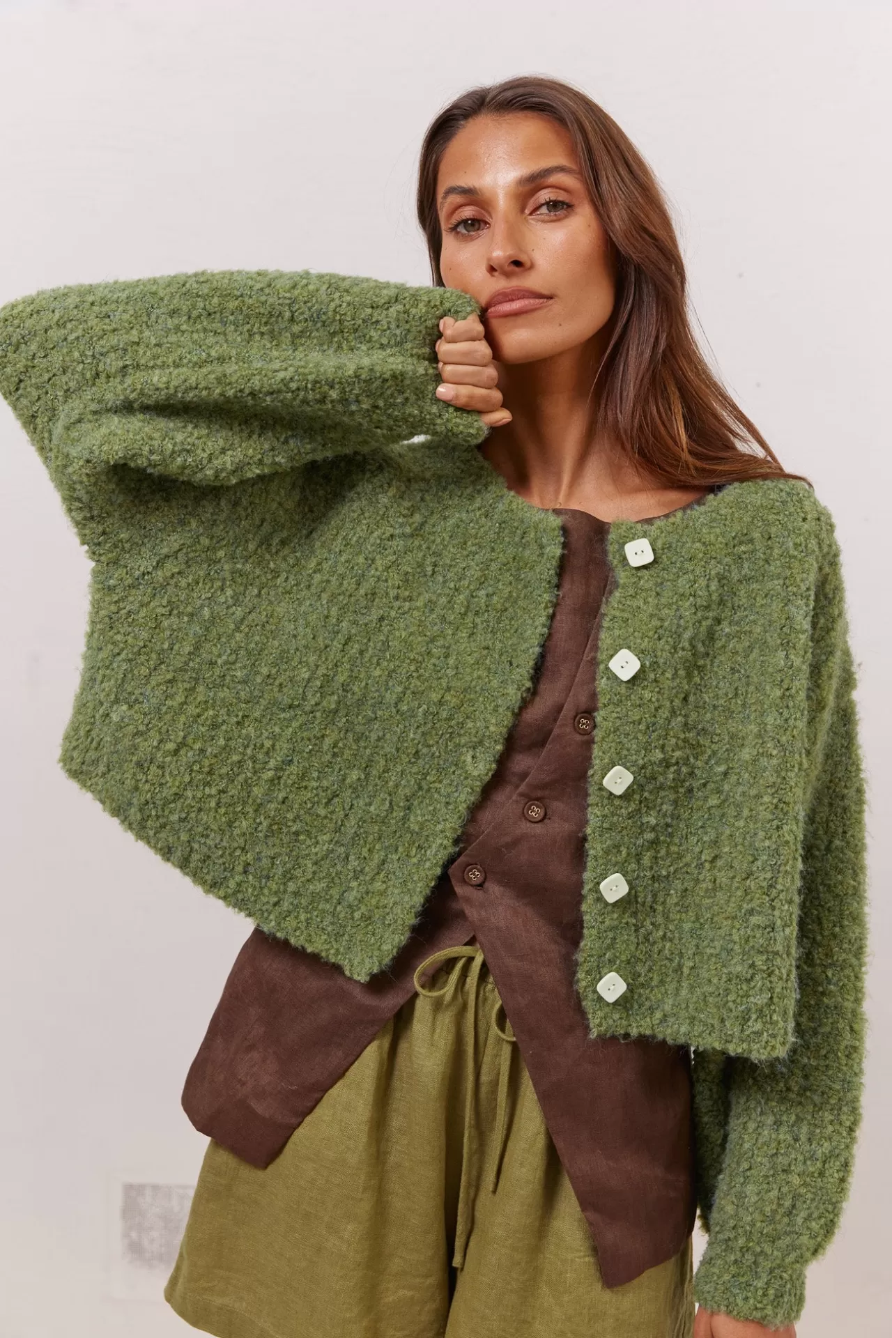 Flash Sale VRG GRL Elsie Knit Cardigan Green