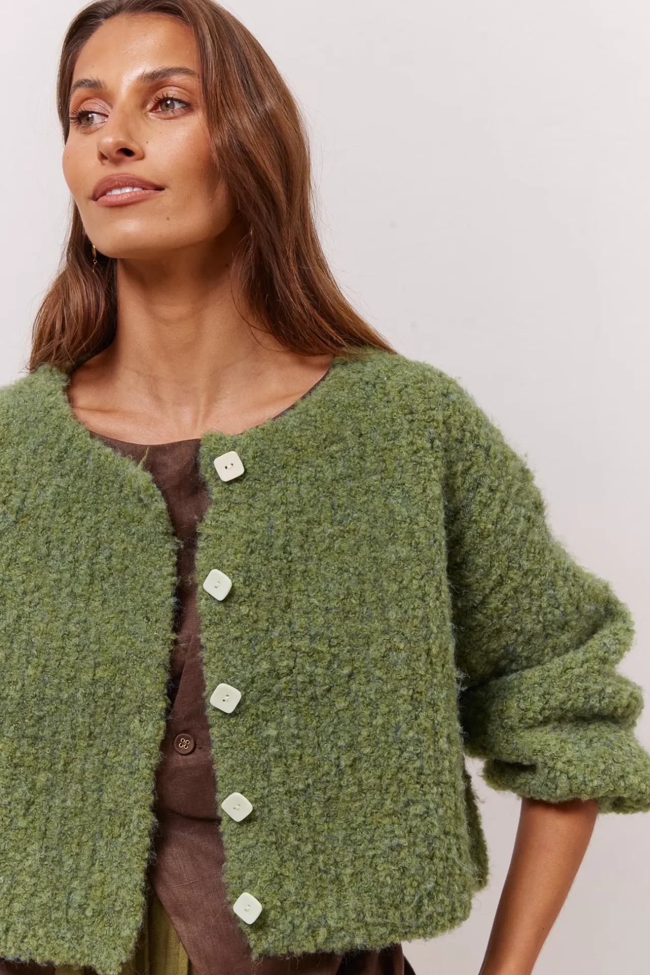 Flash Sale VRG GRL Elsie Knit Cardigan Green