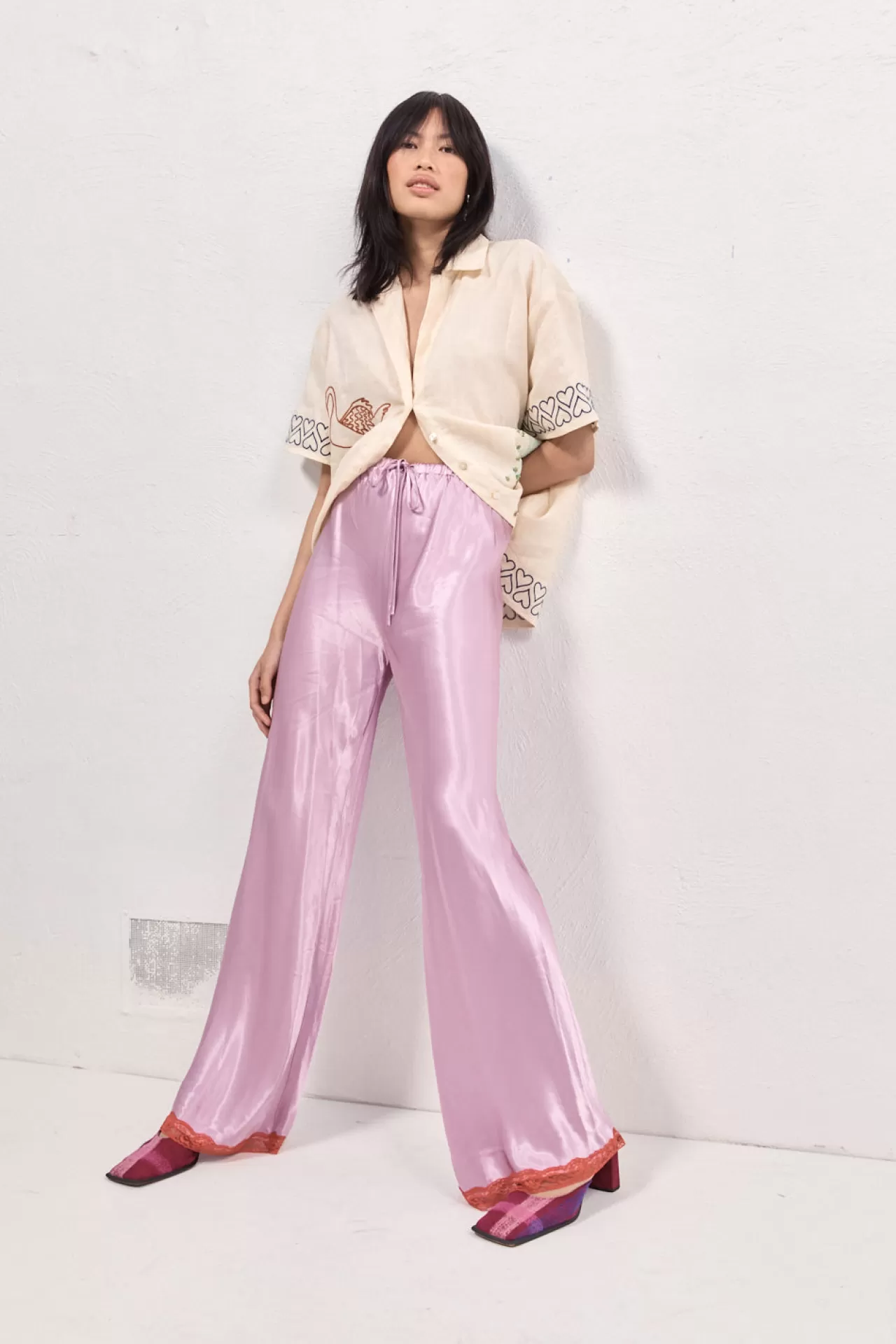 Clearance VRG GRL Josefin Satin Pants Lilac