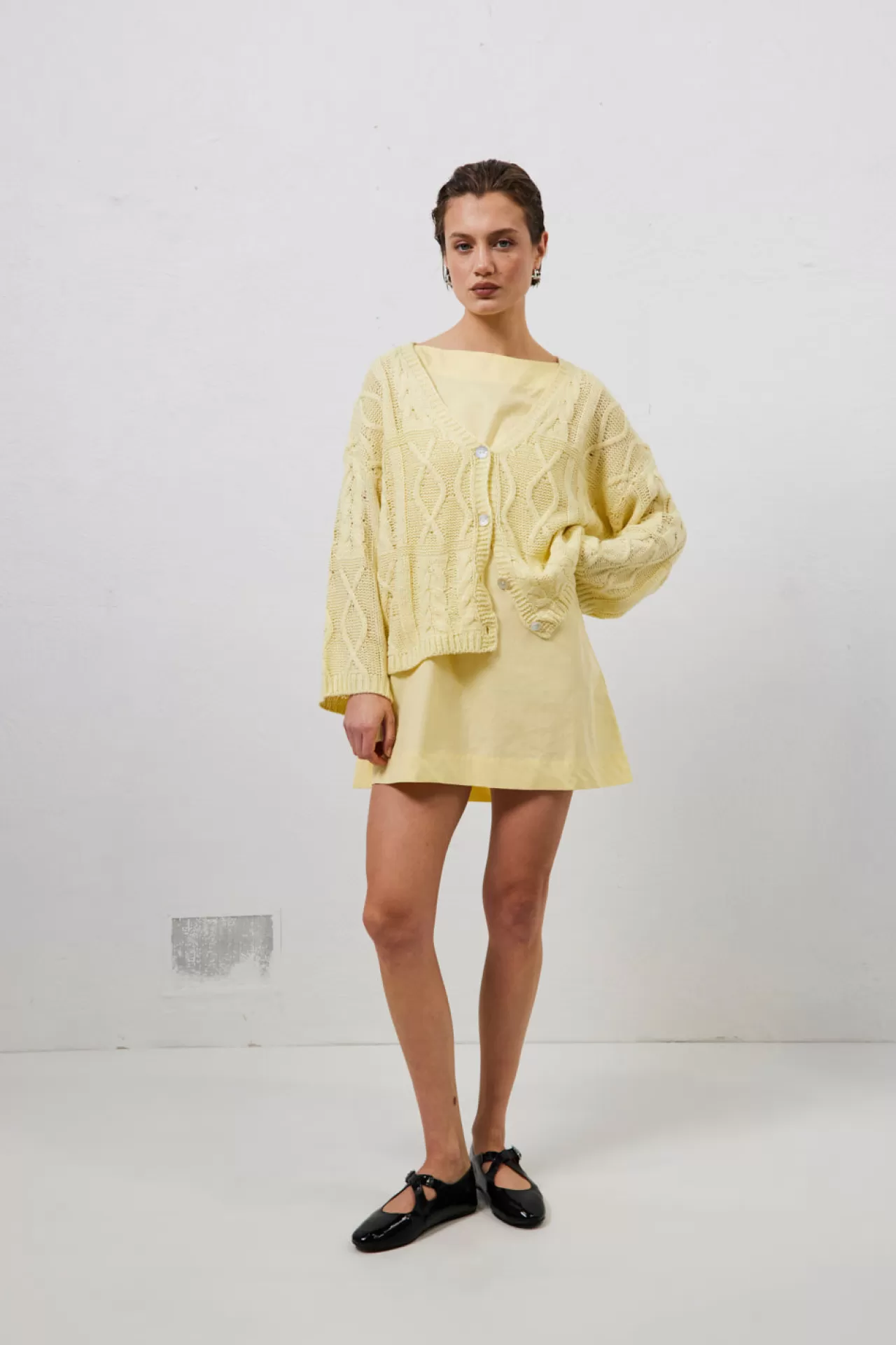 Best VRG GRL Lola Knit Cardigan Lemon