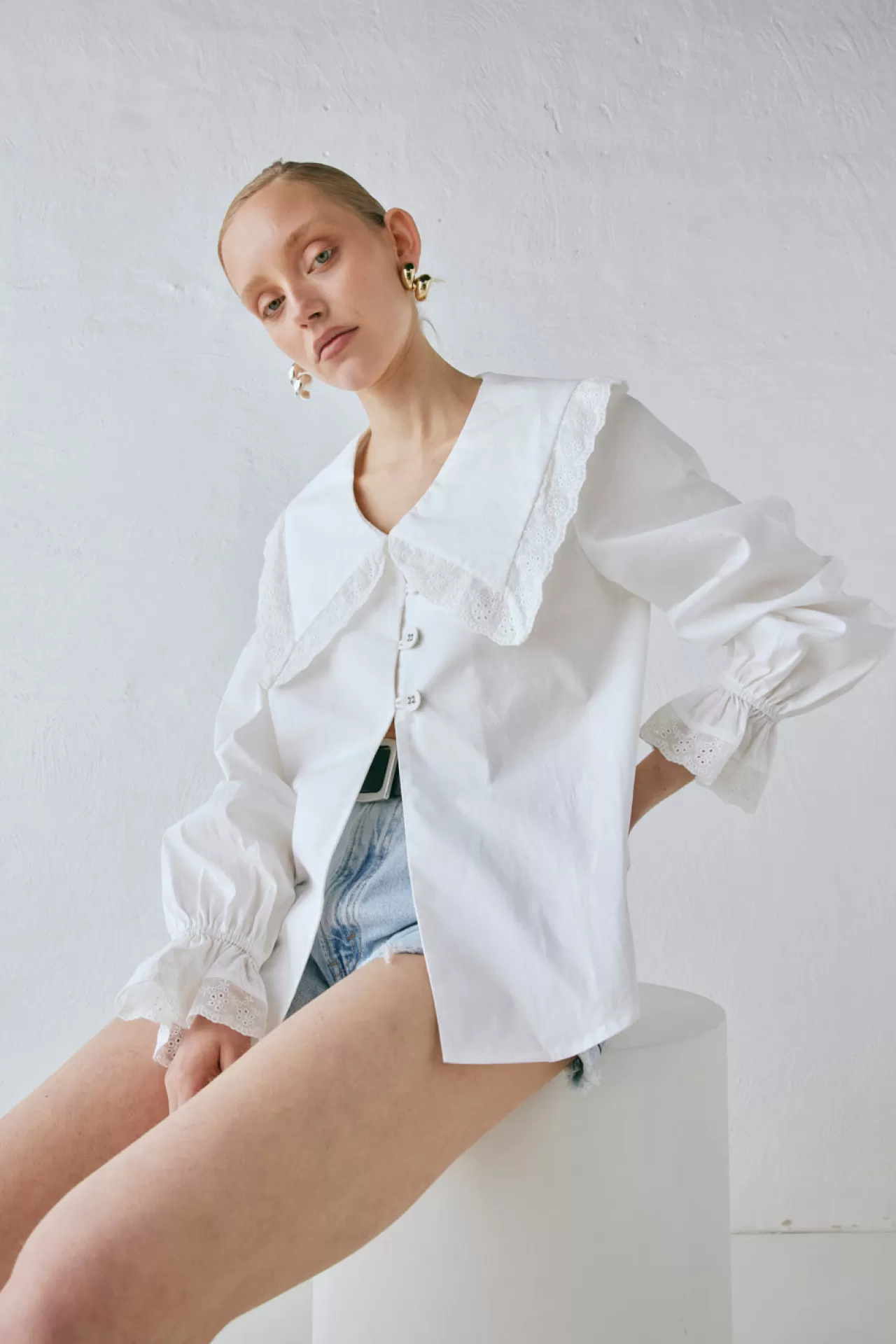 Cheap VRG GRL Mae Blouse White