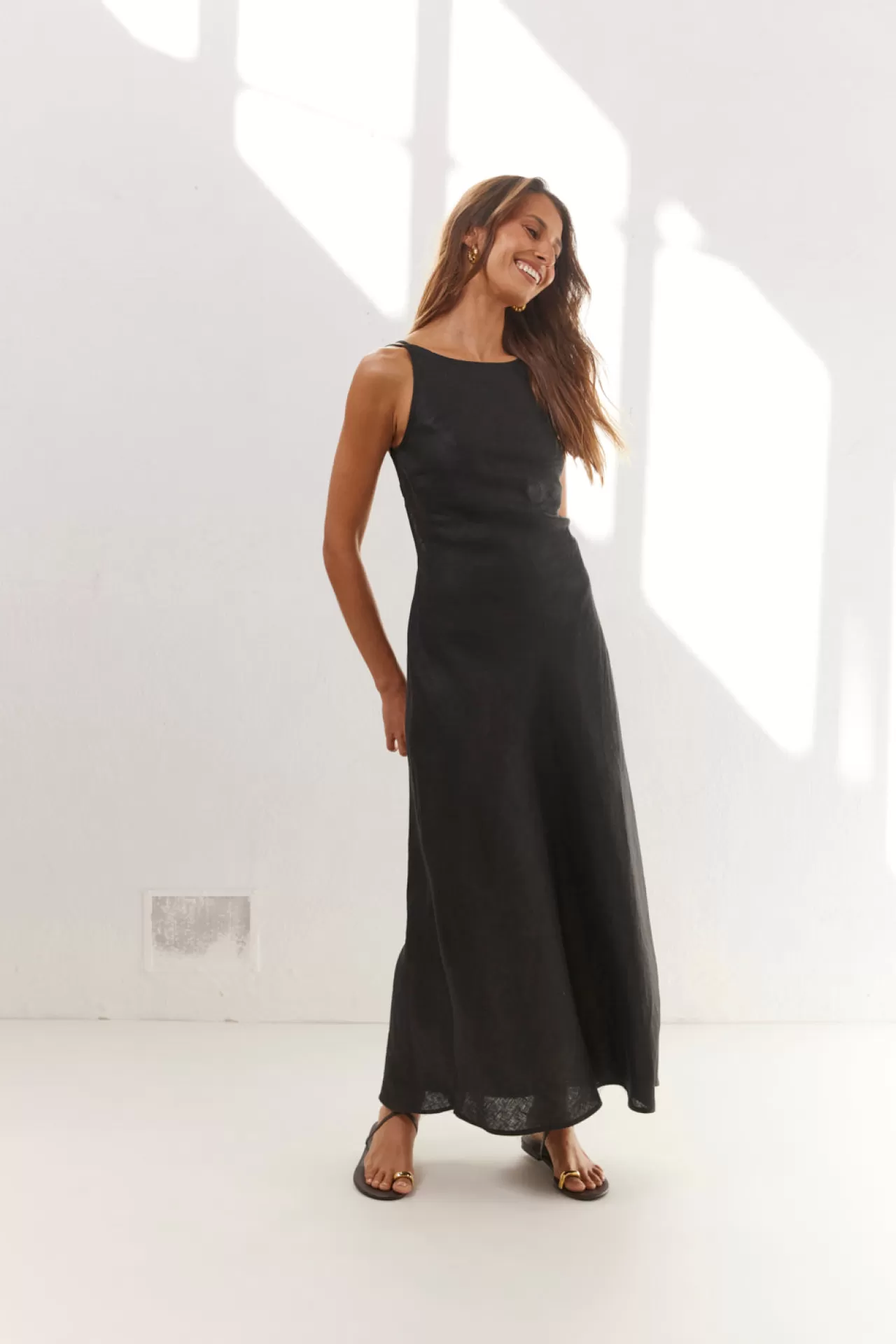 Fashion VRG GRL Opal Linen Maxi Dress Black