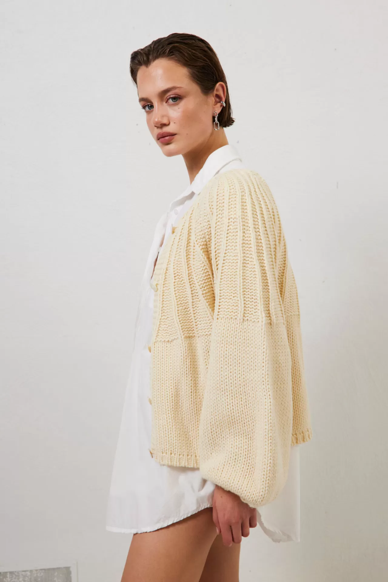 Sale VRG GRL Riley Knit Cardigan Cream