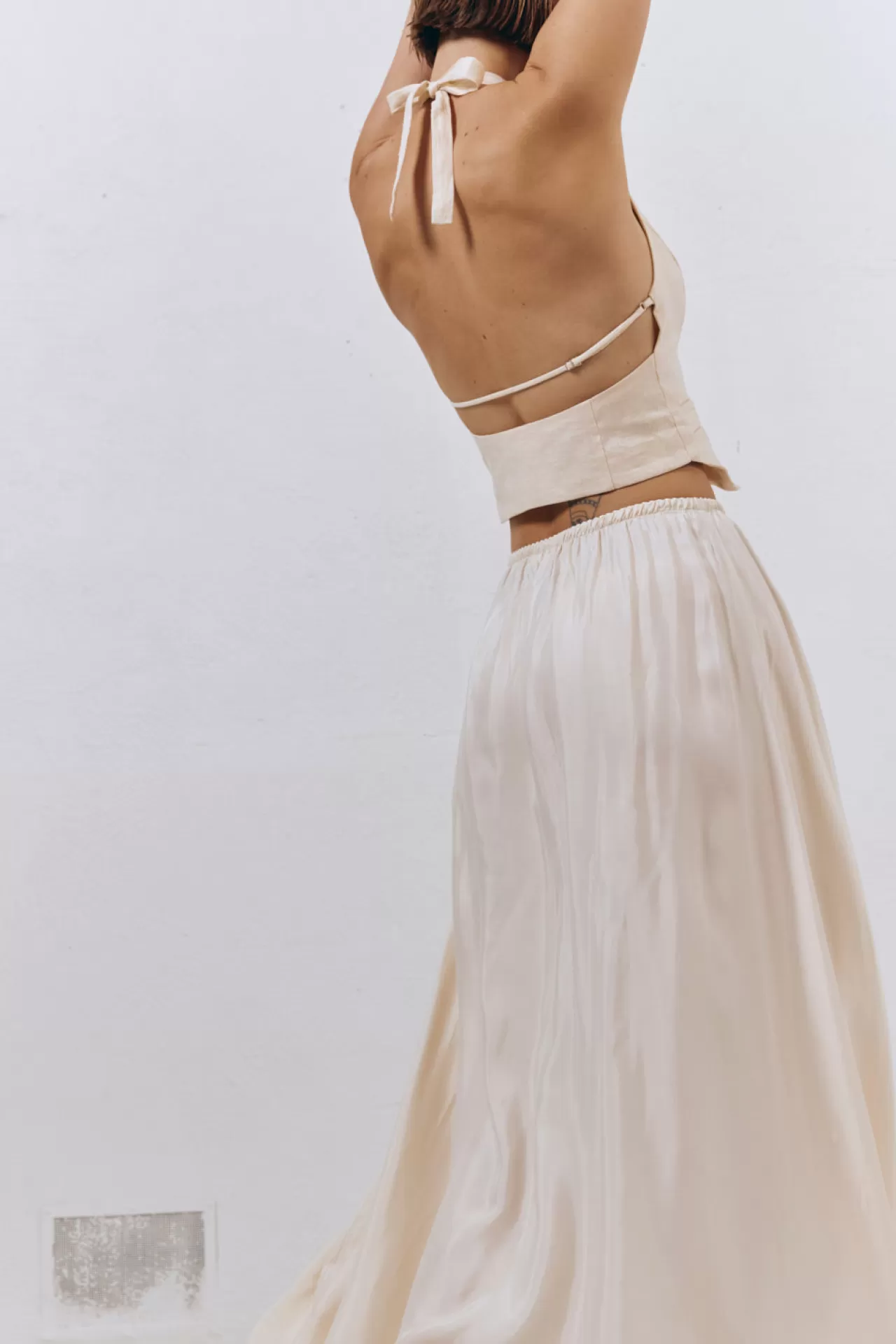 Online VRG GRL Solara Cupro Maxi Skirt Natural