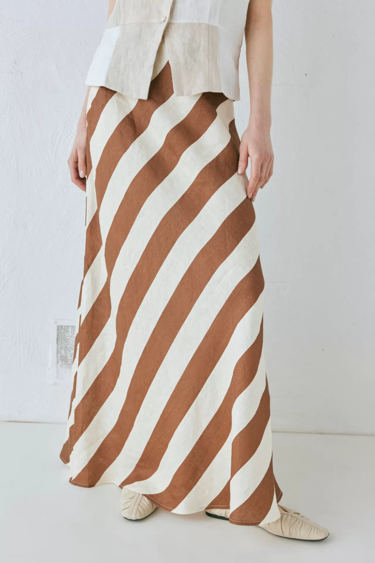 Cheap VRG GRL Sun Linen Maxi Skirt Stripe