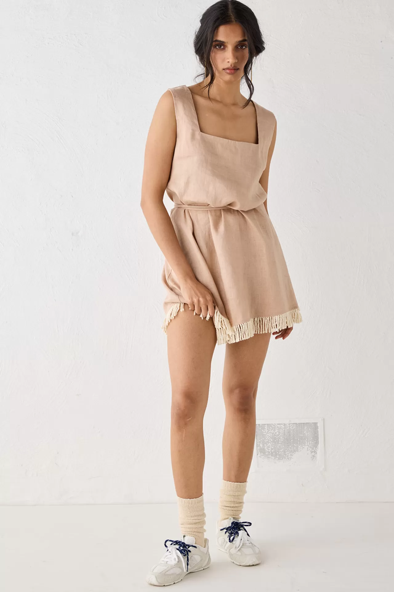 Flash Sale VRG GRL Verve Linen Mini Dress Blush