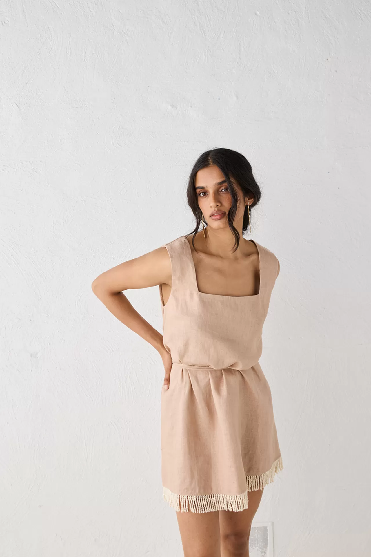 Flash Sale VRG GRL Verve Linen Mini Dress Blush